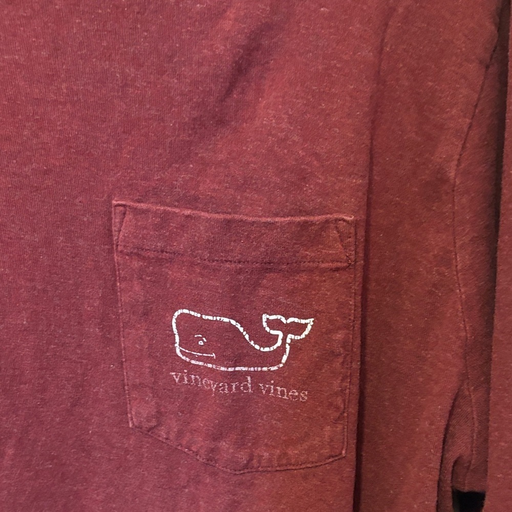 Vineyard Vines Men's Burgundy Long Sleeve Tee - Picture 2 of 4
